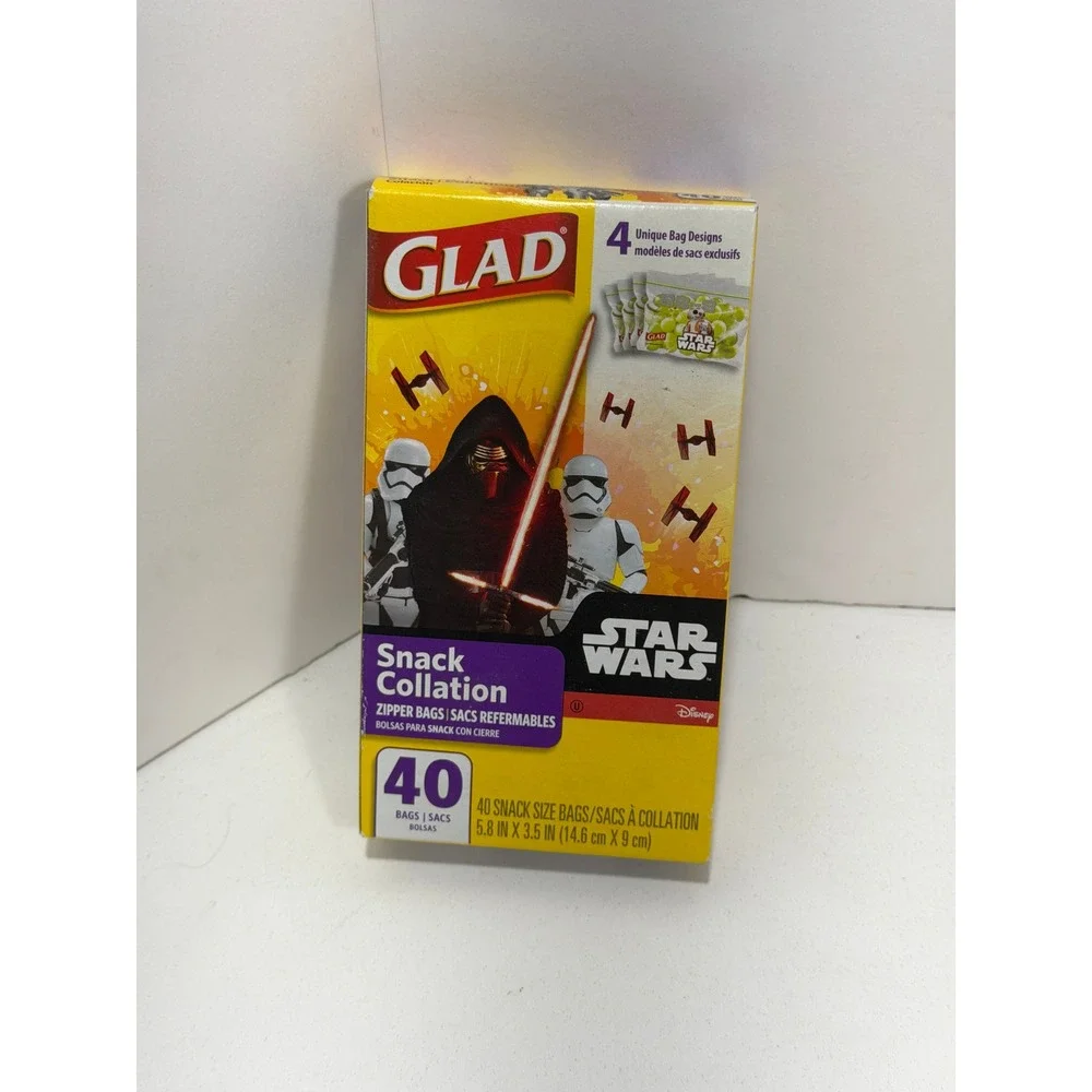 Glad Star Wars Snack Bags 40ct +5 Small‎ Food Storage Containers Set Kylo Ren